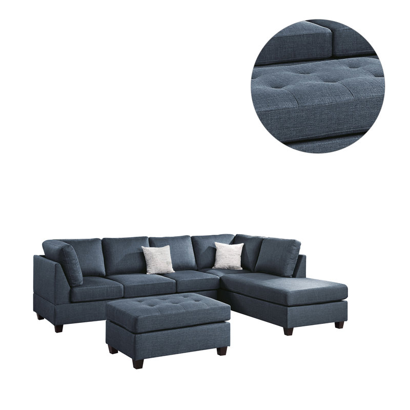 Latitude Run® 84" Wide Reversible Sofa & Chaise with Ottoman Wayfair